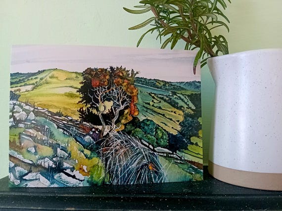 Stonechat on Crook Peak Greetings Card