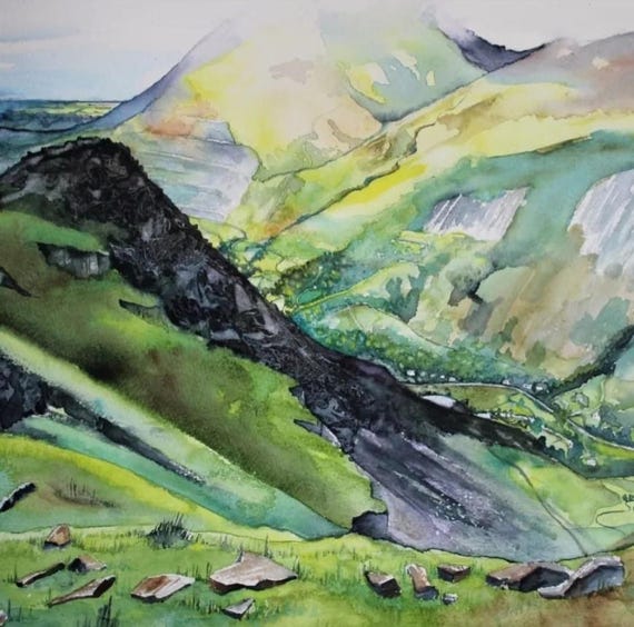 Climbing Snowdon / Dringo'r Wyddfa (watercolour original)
