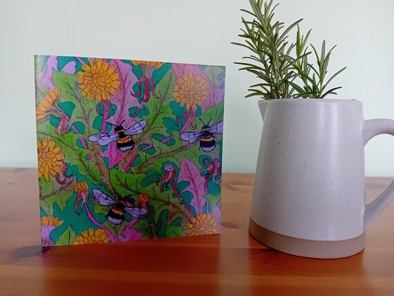 Bumblebees and Dandelions Greetings Card