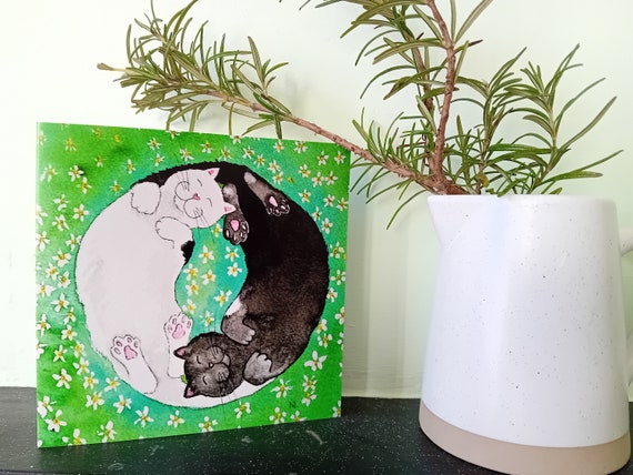 Yin Yang Cats Greetings Card