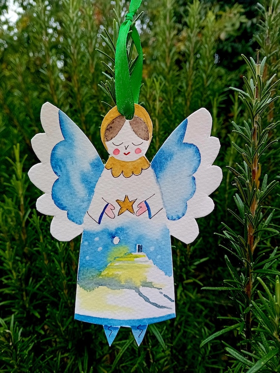 Hand-painted Keepsake Christmas Angel Card (Somerset)
