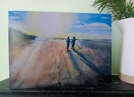 Walking on Berrow Beach Greetings Card