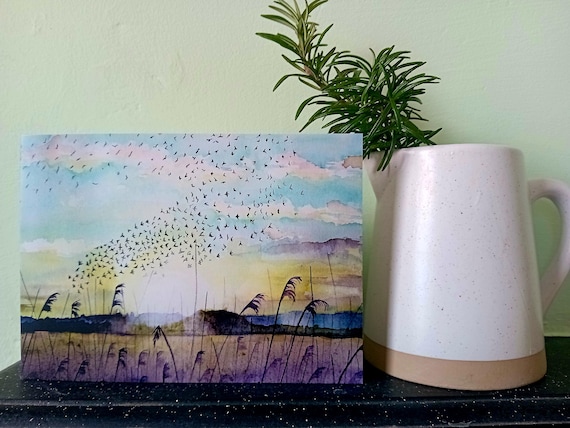 Starlings on the Avalon Marshes Greetings Card