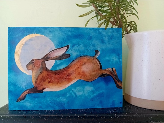 Moon Hare Greetings Card