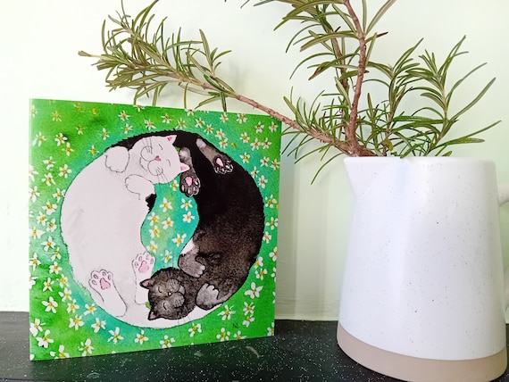Yin Yang Cats Greetings Card