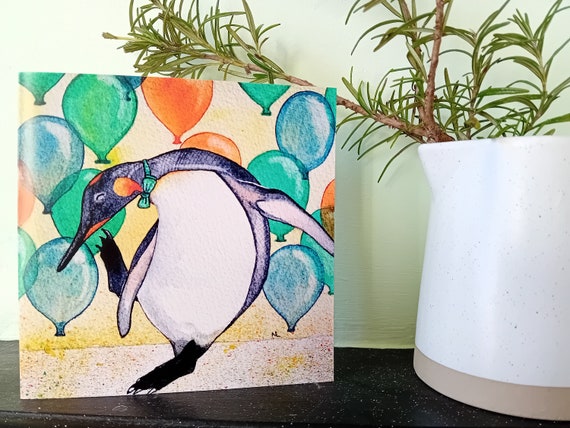 Disco Penguin Greetings Card