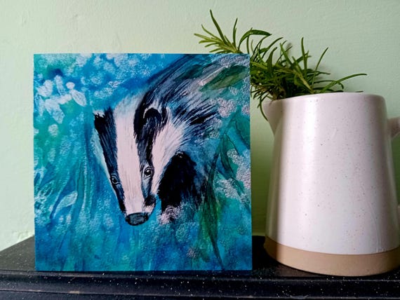 Badger at Dusk Greetings Card