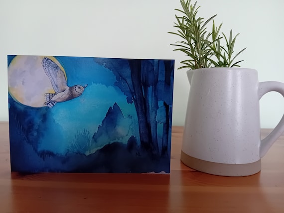 Barn Owl and Harvest Moon Greetings Card