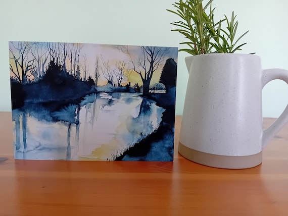 Winter's Day on the River Parrett Greetings Card