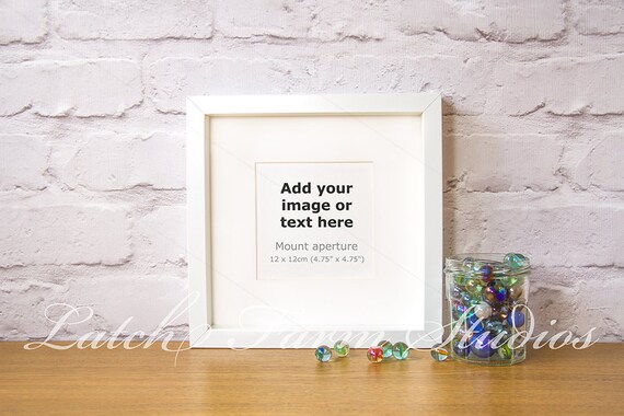 Mockup Frame White Square Box Nursery Marbles Jar X