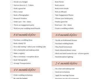 Wedding Planning Checklist, Wedding To-Do List, Wedding Preparation Guide, Wedding Organizer Checklist, Wedding Timeline Template