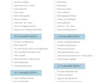 Wedding Planning Checklist, Wedding To-Do List, Wedding Preparation Guide, Wedding Organizer Checklist, Wedding Timeline Template