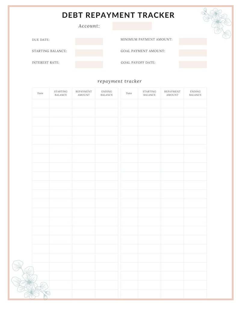 Debt Repayment Tracker, Debt Snowball Tracker,debt Free Planner, Debt ...