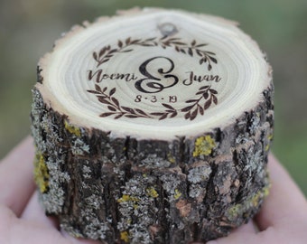 Personalized Acacia Wood Ring Box: Rustic Wedding Engraving