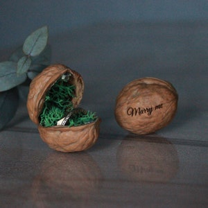 Scatola per anello in noce, scatola personalizzata, scatola per anello di proposta, accessorio rustico per matrimonio, scatola per gioielli unica, scatola per anello ecologica, regalo per lei