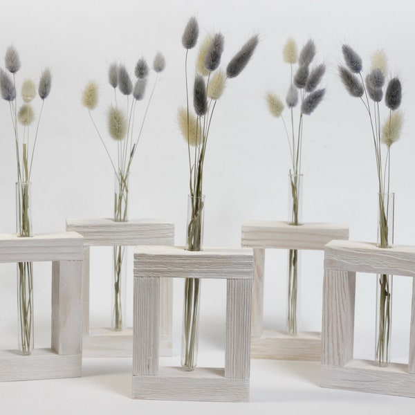 Crystal Test Tube Vase, Wooden Stand Flower,Handmade rustic vase, lavender wedding decor,2020 gift, Best Gift,Women's Day gift