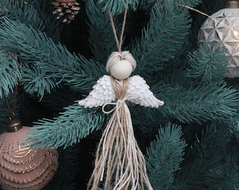 Angel Ornament, Christmas Tree Hanging Decor, Christmas Gift, Macrame Angel Wall Hanging, Macrame Decor, Angel wings, Guardian Angel for car