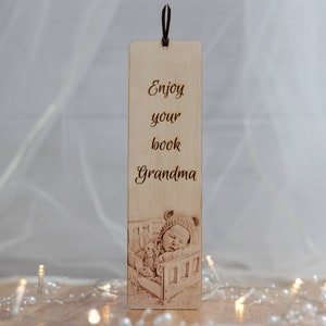 Marcador de madera personalizado, Marcador personalizado, marcadores, regalo para ella, abuela, abuelo, Regalos de cumpleaños, con su foto. imagen 1