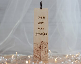 Marcador de madera personalizado, Marcador personalizado, marcadores, regalo para ella, abuela, abuelo, Regalos de cumpleaños, con su foto.