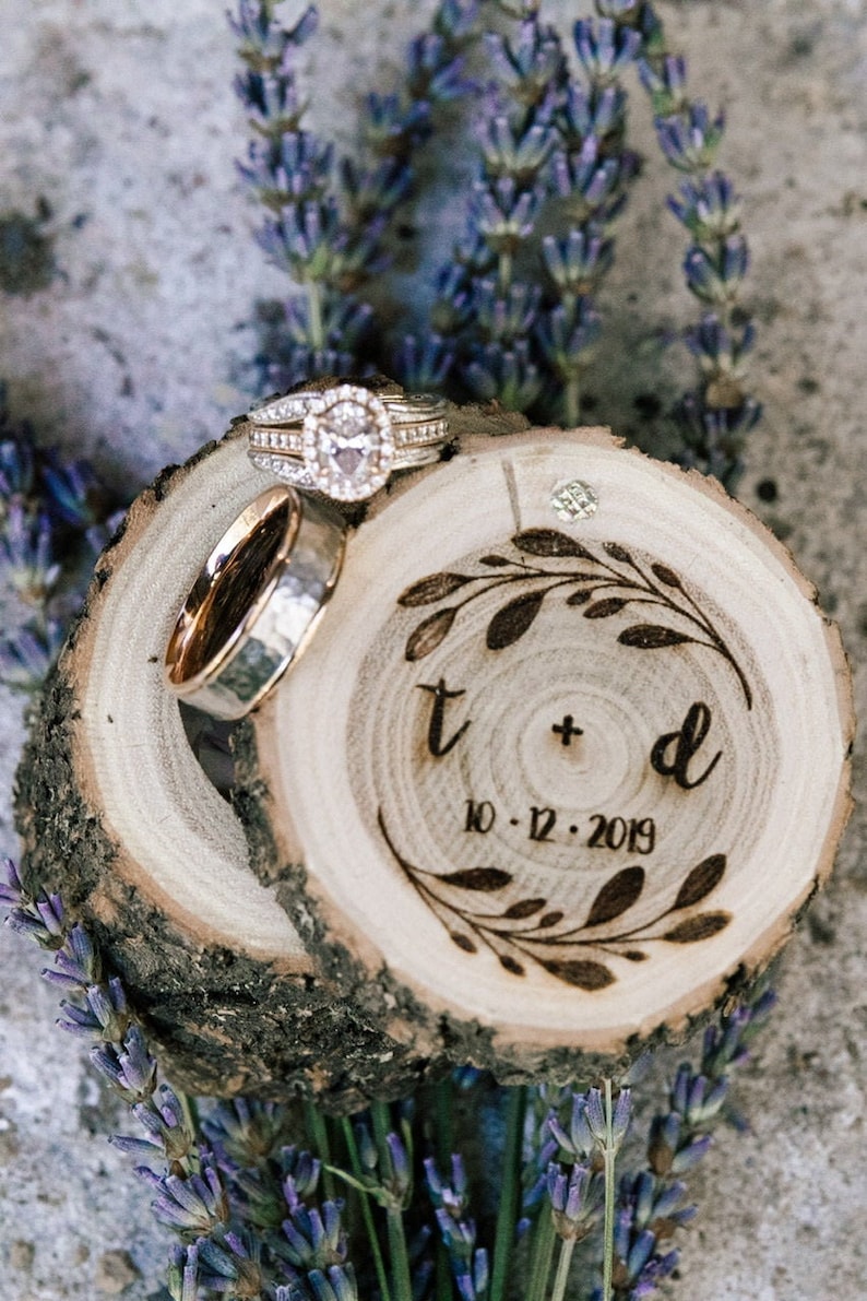 Natural Wooden Personalized Ring Box Wood Ring Boxes Wedding Etsy