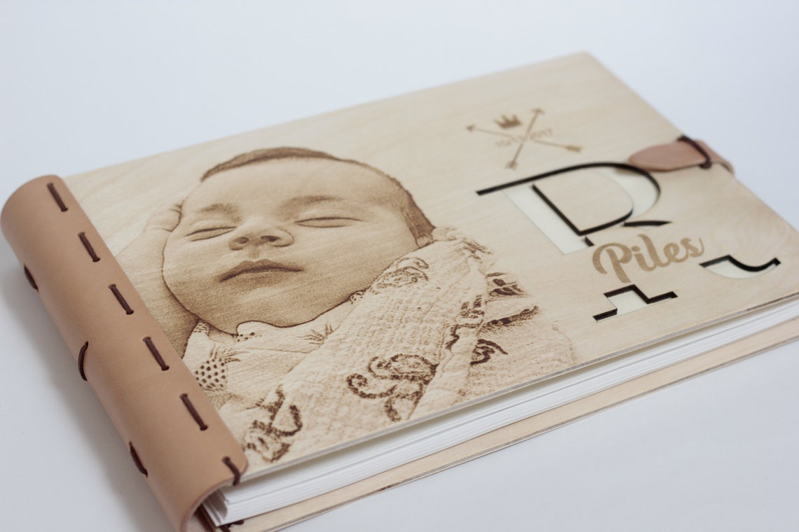 Personalised photo album baby album guest book watercolor Etsy