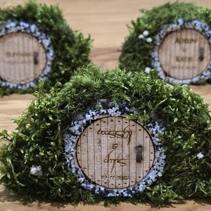 Natuurlijke schoonheid van ringdozen, houten ringdozen, rustieke ringdrager, buitenbruiloft, fantasiehuwelijk, huis van de ringen, aanzoeksringdoos afbeelding 10