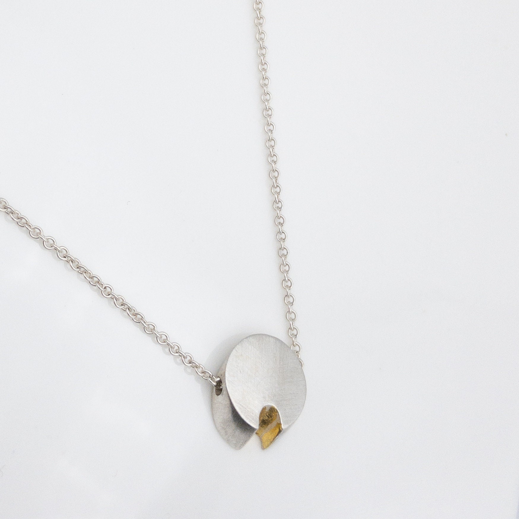 Minimal solid sterling silver slide necklace with 23K gold Etsy