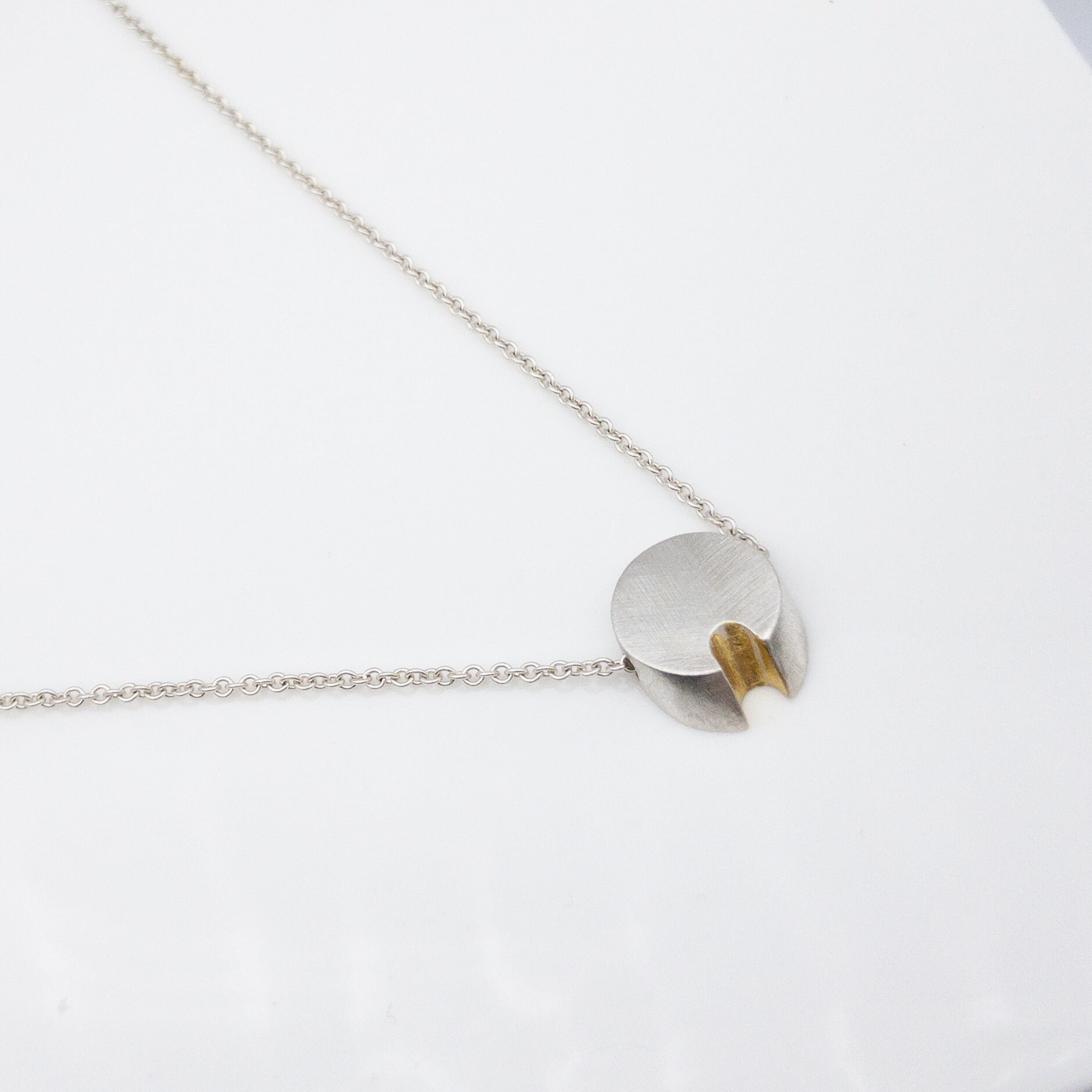 Minimal solid sterling silver slide necklace with 23K gold Etsy