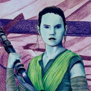 Rey The Force Awakens PRINT, Star Wars, Disney, Daisy Ridley, Fan Art, Pencil Drawing, George Lucas, Science Fiction, Wall Art