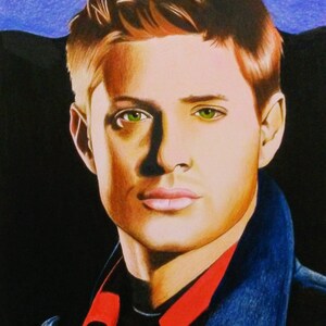 Dean Winchester PRINT, Supernatural, Jensen Ackles, Television Series, Girl&#39;s Gift, Pencil Drawing, Wall Art, Fan Art, Home Decor