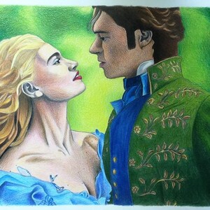 Cinderella (2015) PRINT, Colored Pencil, Illustration, Girl&#39;s Gift, Lily James, Disney, Disney Princess, Wall Print