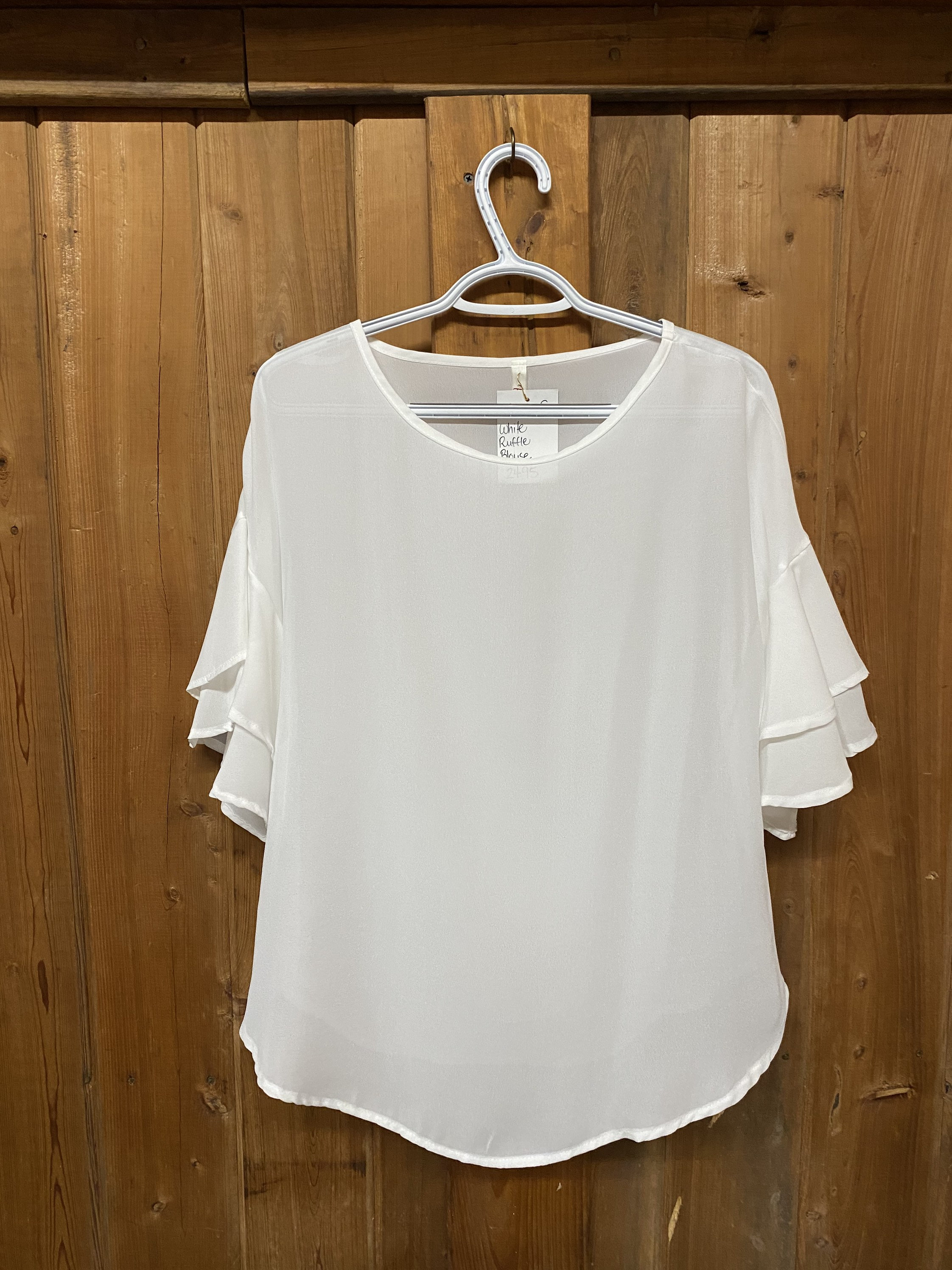 White Ruffle Sleeve Shirt Etsy