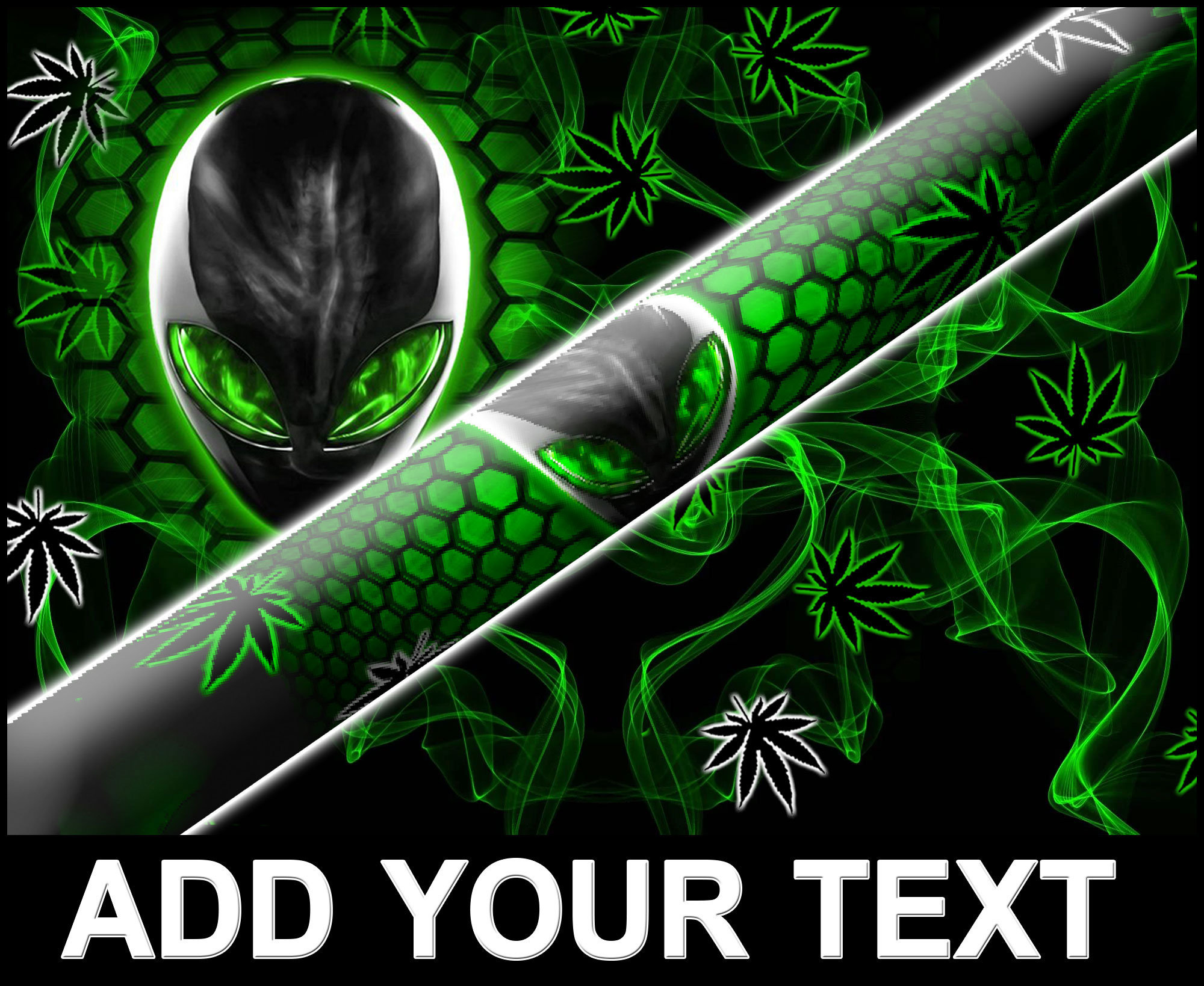 GREEN ALIEN WEED Ash Pool Cue - Add Your Name - Made to