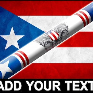 May include: A red, white, and blue flag of Puerto Rico is partially covered by a blue, white, and red flag with a star in the corner. The flag with the star is partially covering the other flag. The text "ADD YOUR TEXT" is at the bottom of the image.