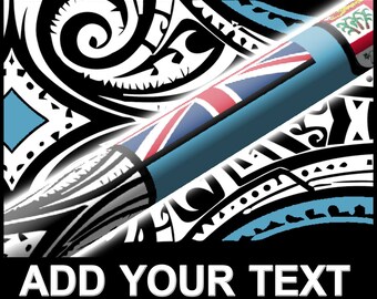 FIJI TRIBAL FLAG Ash Pool Cue - Made to Order - Add your Text