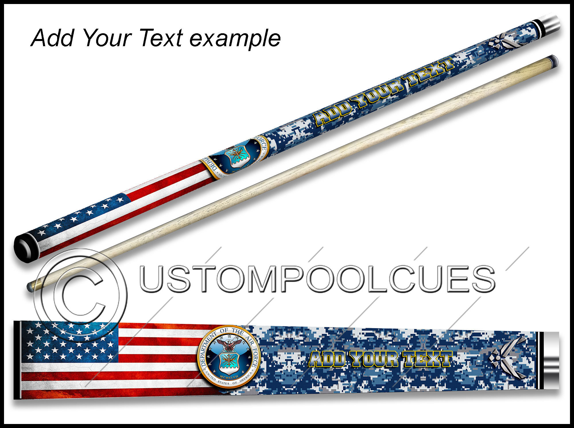 Force Pool Ribbon US AIR FORCE Ash Pool Cue - - Made to Order - Add Your Text - Etsy