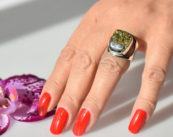 Bernstein Ring, handgefertigter Bernstein Ring,verstellbarer Sterling Silber Ring,moderner baltischer Bernstein Schmuck für Frauen