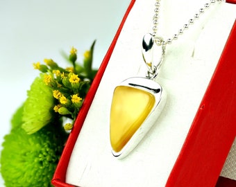 Butterscotch Amber Pendant, Small Yellow Amber Pendant, Sterling Silver Pendant With Baltic Amber,Amber Pendant Gift For Women,Amber Jewelry