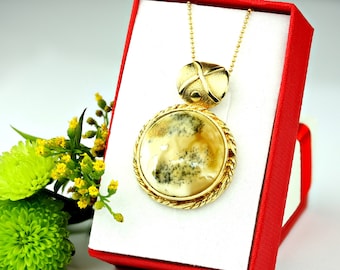 Unique Baltic Amber Pendant, Rare Amber Gold Plated And Silver Pendant,Genuine Amber Pendant With Necklace,Baltic Amber Pendant Jewelry-Gift
