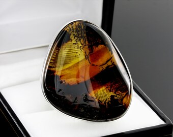 Unique Gemstone Ring, Unique Silver Ring, Unique Ring, Silver Ring, Oval Amber Ring, Sterling Silver Gemstone Ring, Oval Gemstone Ring