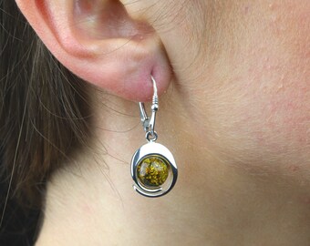 Amber Stone Earrings, Elegant Earrings, Sterling Silver Earrings, Gemstone Earring, Silver Amber Gemstone Earrings, Modern Amber Jewelry