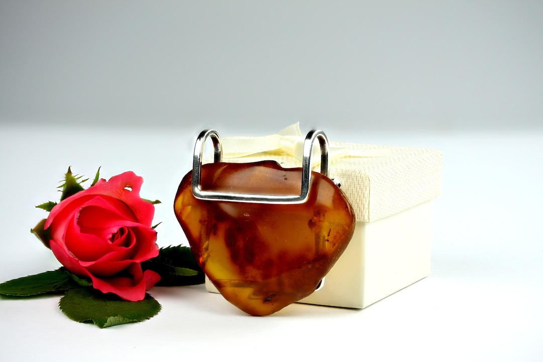 Pendentif En Ambre Véritable De La Baltique - Forme Goutte (2,4 G) - Marron/Jaune - Occasion