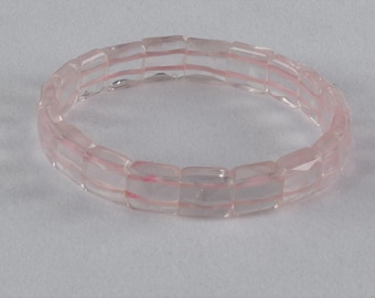 Bracelet made of rose quartz, faceted surface, beautiful stone quality, approx. 19 cm long