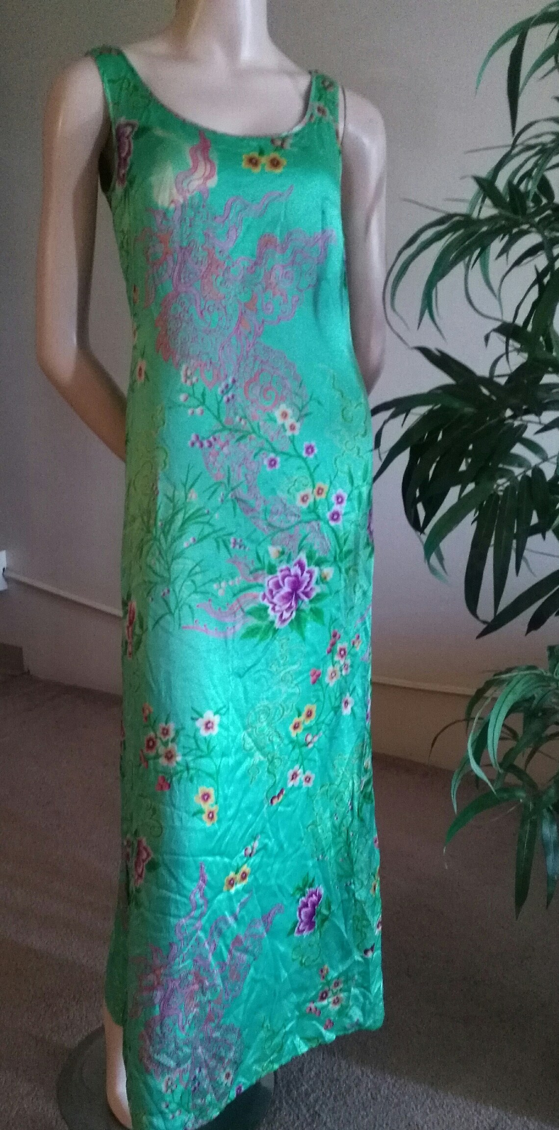 VTG 90's Escada Silk Flower Print Dress Size 46 Etsy