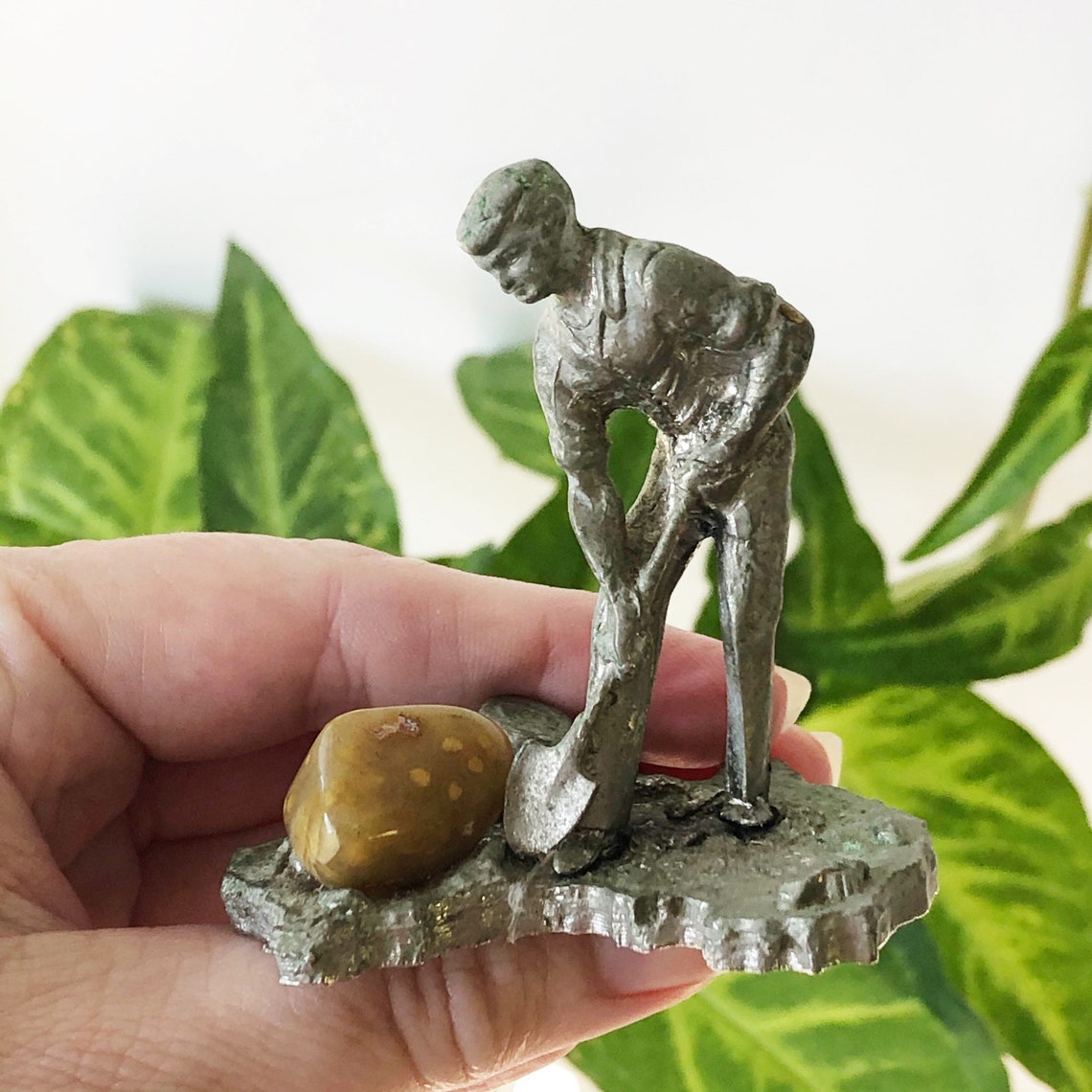 Australian Miner Pewter Figurine with Patina Digging Shovel Etsy