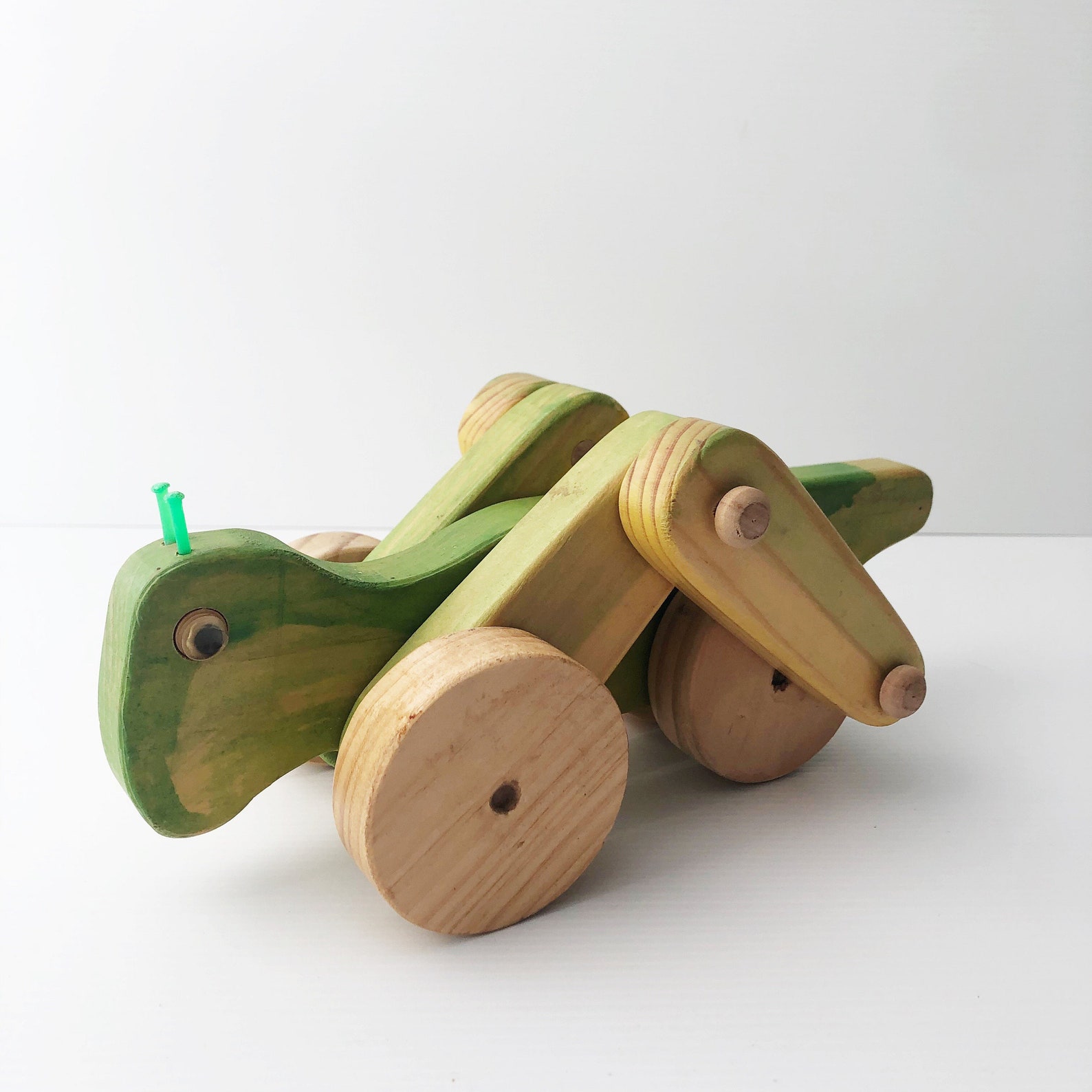Vintage Wooden Pull Along Toy / Kids Handmade Timber Push Toy Etsy