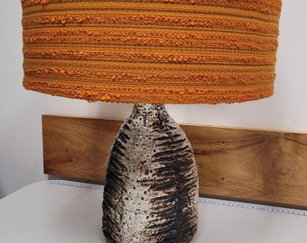 Vintage textured orange wool fabric lamp shade