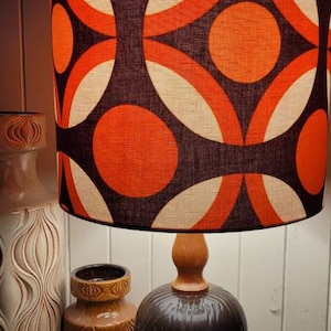 RETRO FABRIC in orange, brown and op art lamp shade