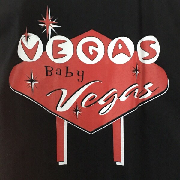 Vintage Cruisin USA Mens Bowling Shirt, Size XL ,Red, Black, "Vegas Baby Vegas", Streetwear, Rockabilly, 1980's, 1990's