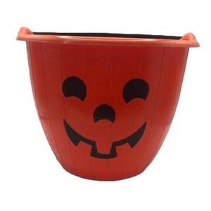 Vintage Pumpkin Jack-O-Lantern Bucket Halloween Trick Or Treat Candy Pail